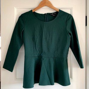 Nora Gardner Hunter Green Peplum Top